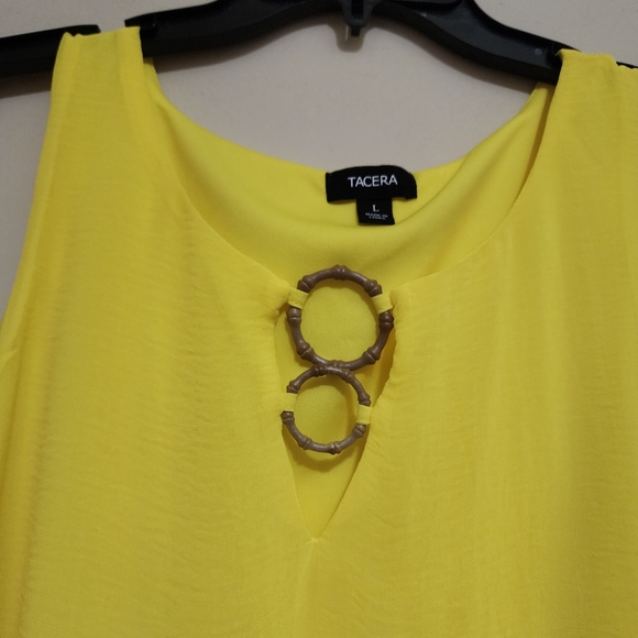 TACERA Sleeveless Flowy Shift Lined Dress sz Large Yellow NWT - Picture 9 of 14